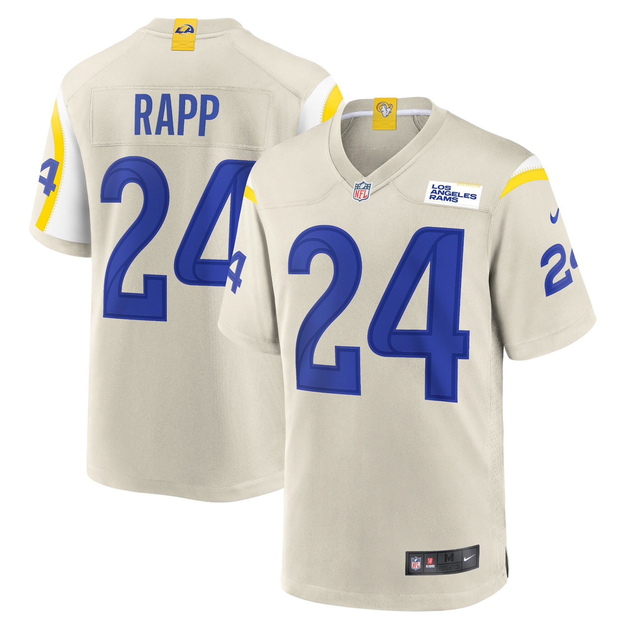 Men Los Angeles Rams 24 Taylor Rapp Nike Cream Game Alternate NFL Jersey